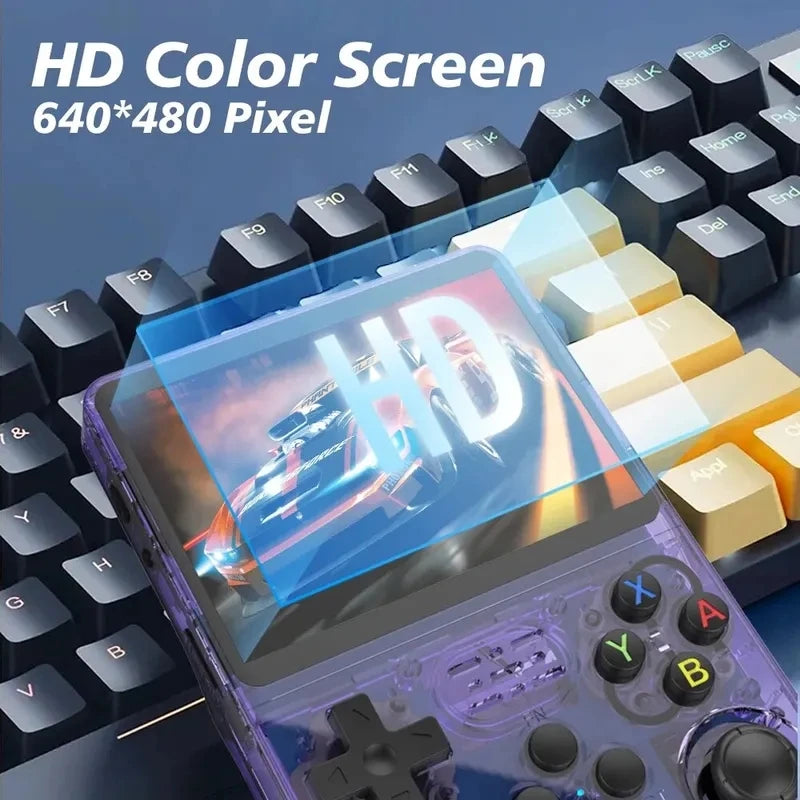 R36S Retro Video Handheld Game Console Linux System 3.5 in IPS Screen Built in 3000mAH Battery 32G+64G TF Card Preinstalled Gamess