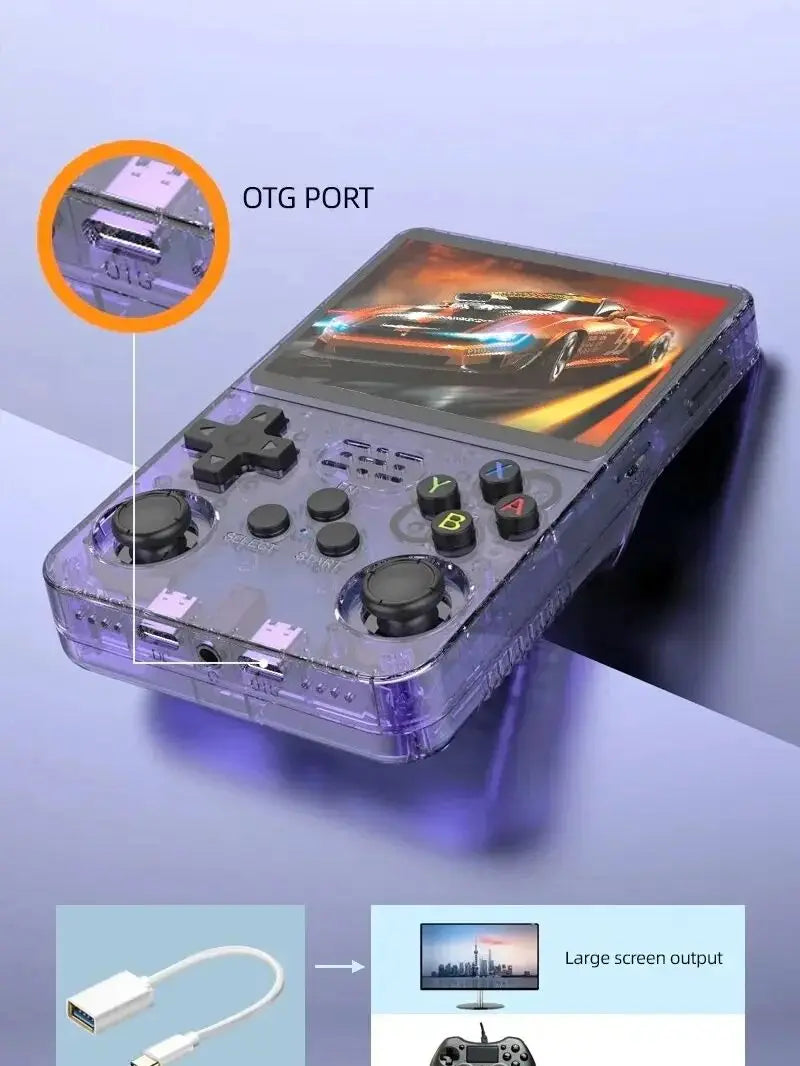 R36S Retro Video Handheld Game Console Linux System 3.5 in IPS Screen Built in 3000mAH Battery 32G+64G TF Card Preinstalled Gamess