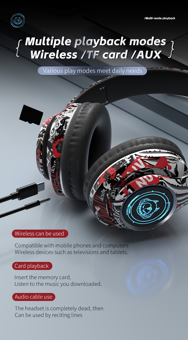 Popular wireless foldable earphones, suitable for tablets/phones/birthdays/Christmas/travel gifts. Head mounted wireless earphones and foldable earplugs