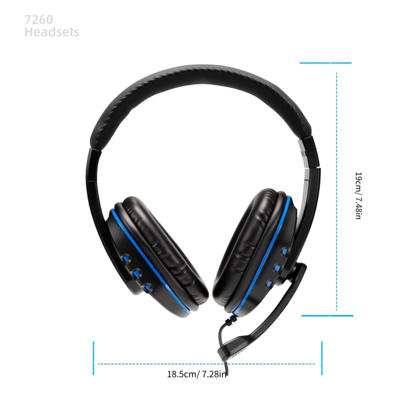 Headphones for PS4/Xbox One/PC - Wired Gaming Headset with Retractable Cable, Noise Isolation, 3.5mm Jack, Volume Control, USB-Powered, Durable Plastic Design for Immersive Audio Experience, Gaming Headphones