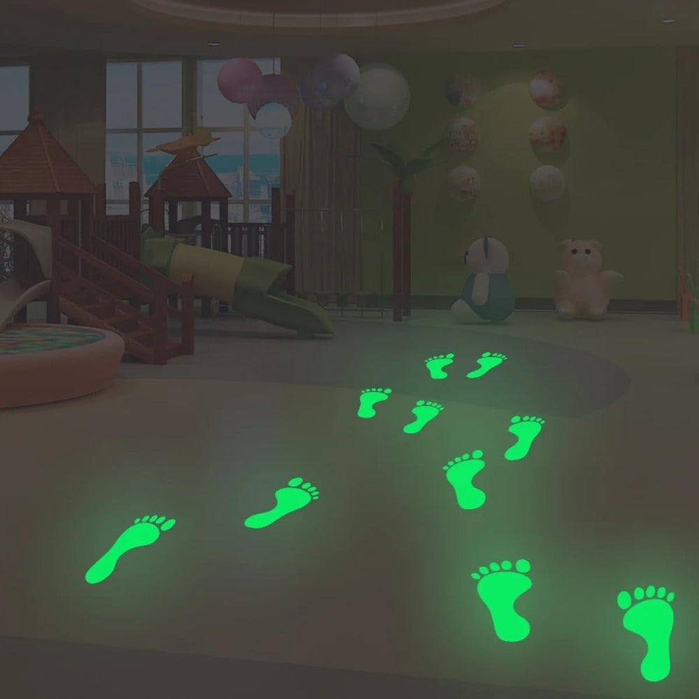 LED in the Dark Footprint, 2 sheets (9 pairs) for Halloween, Christmas and St. Patrick's Day - feather free, easy to paste, perfect for home office decor, Party Supplies, Seasonal Stickers, Fun Decals, Playful Design, Pe