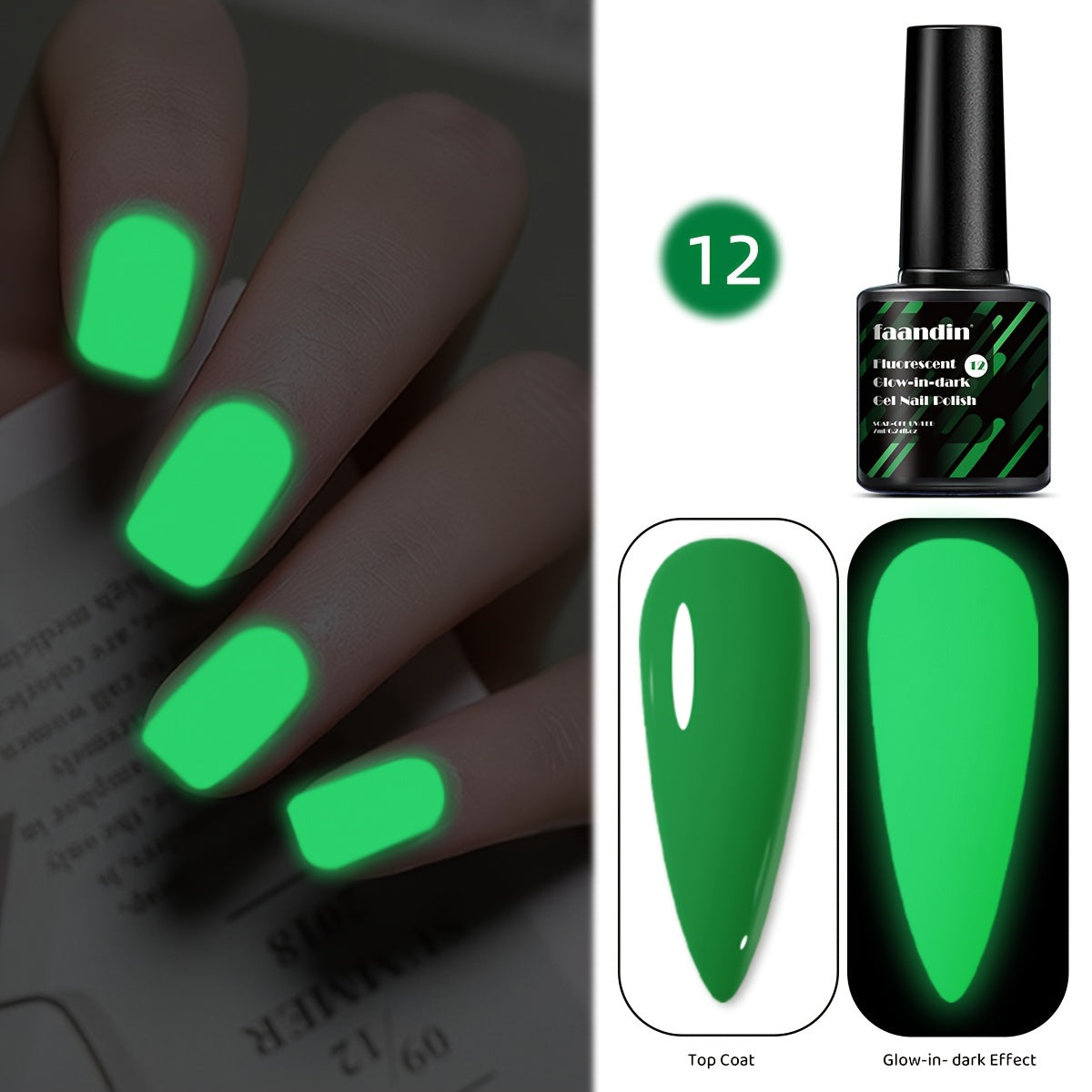 Halloween, Colorful, Glow-in-the-Dark Gel Nail Polish | DIY, Fade-Resistant, Easy-to-Apply, Removable, Fluorescent, Essential for Parties, Nightclubs, Halloween, Fall