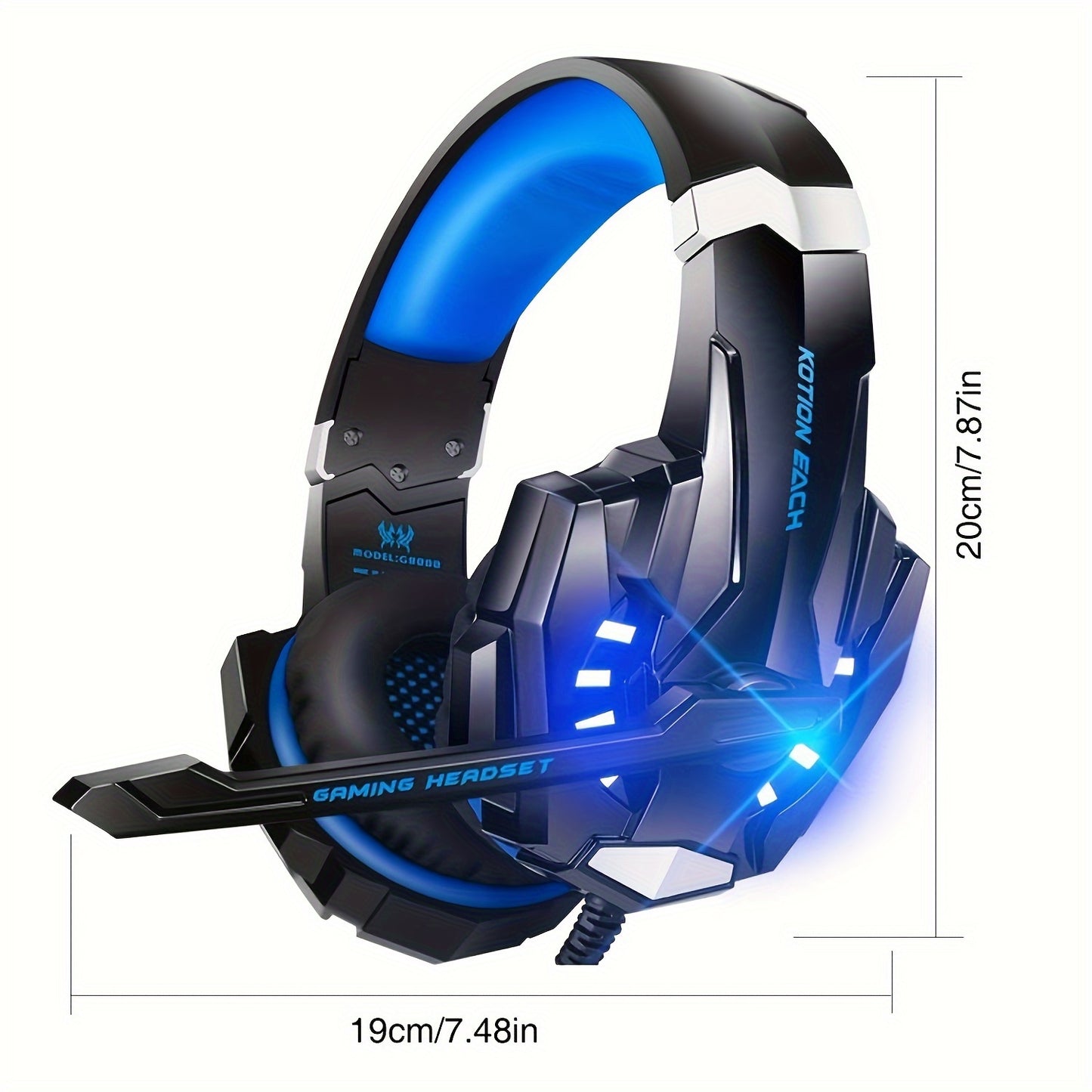 Over-Ear Gaming Headset with Noise-Canceling Mic, LED Lights & Soft Memory Foam Earmuffs - Surround Stereo Sound for PS5/PS4/Xbox One/Switch/PC Mac - Black & Blue Design, Gaming Headphones