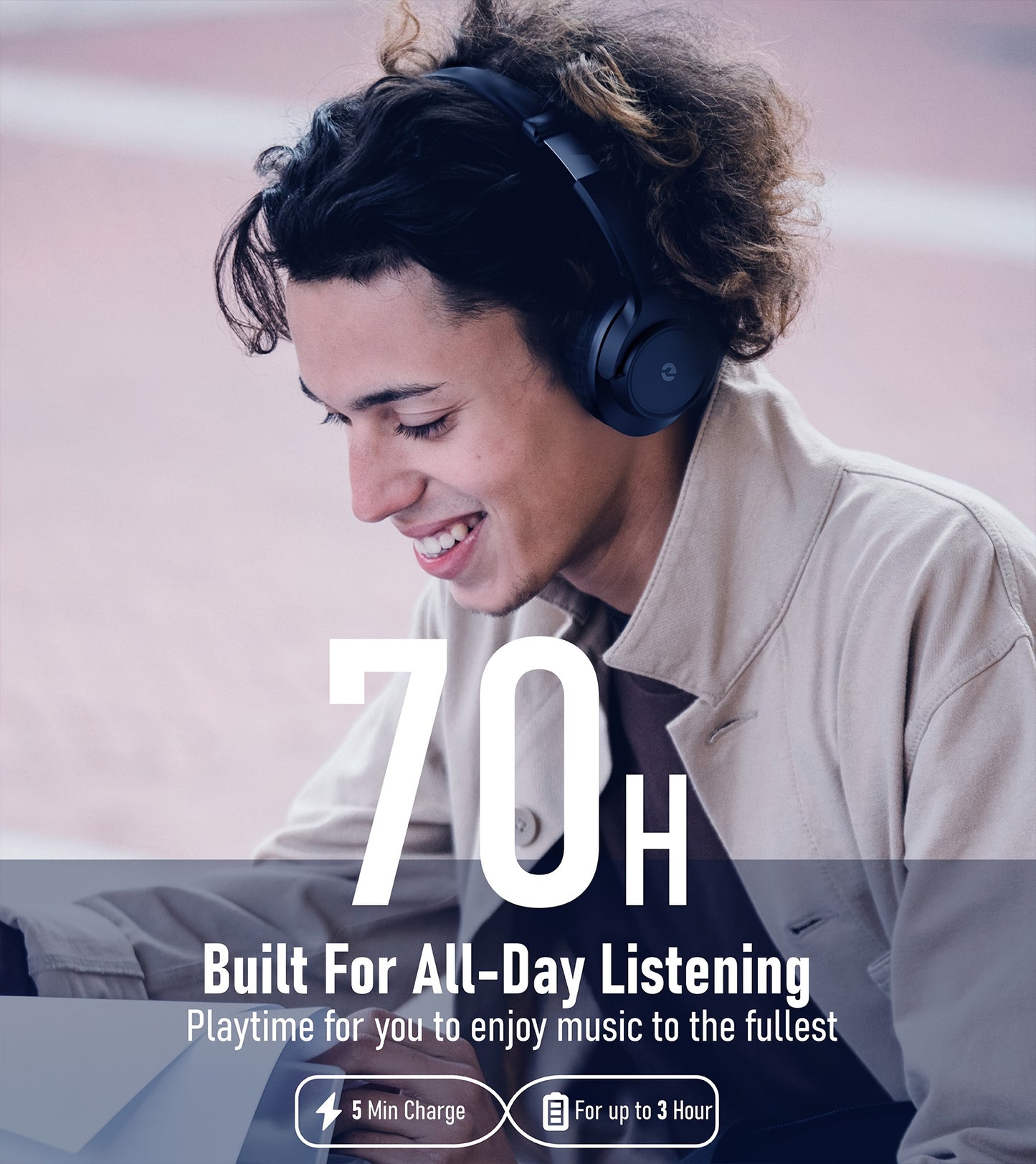 Over-Ear Wireless Headphones with Deep Bass, 50 Hours Playtime, HiFi Stereo, Foldable & Lightweight Design, Built-in Mic for Home, Office, and Travel, Home Audio Gear | Foldable Headset | Snug Earmuffs