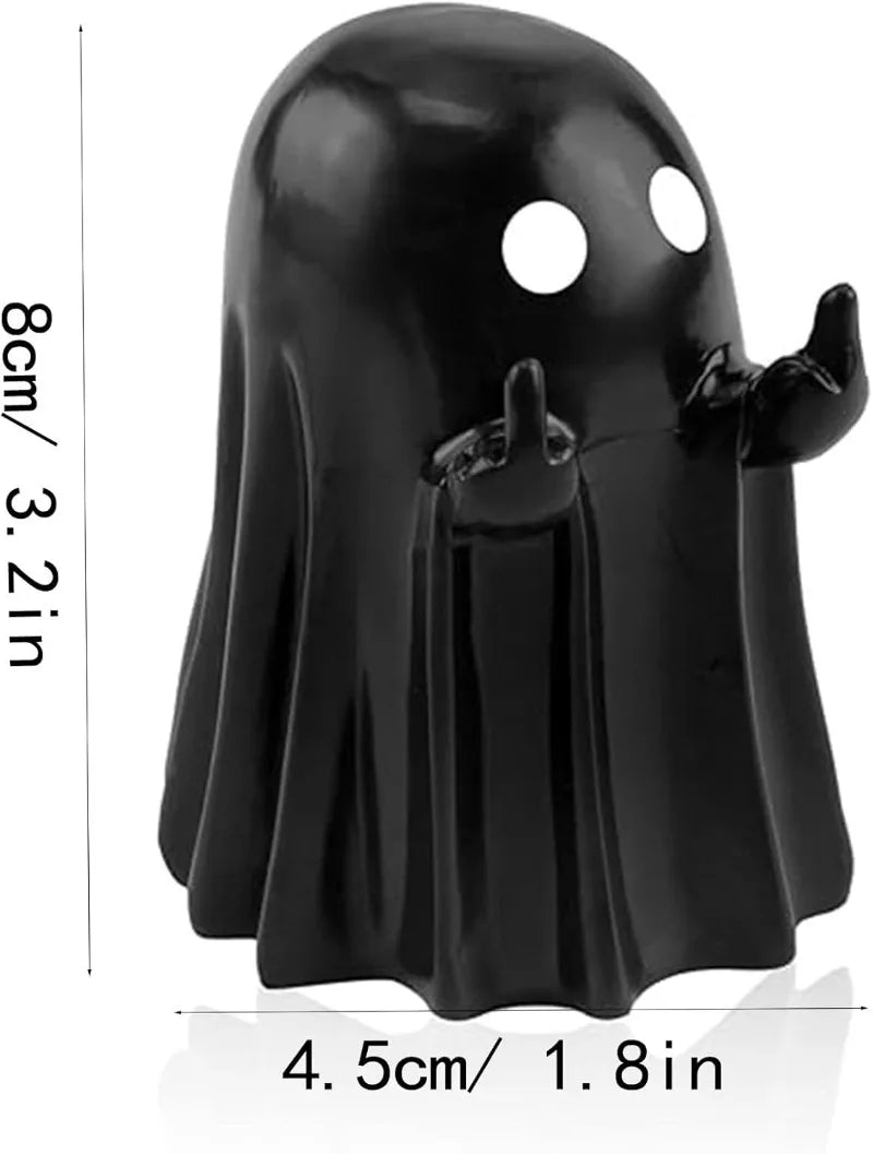 Halloween Decoration Ghost Figurine - Funny Resin Middle Finger Ghost Statue For Prank - Cute Ghost Decor for Christmas Decorations Ornaments