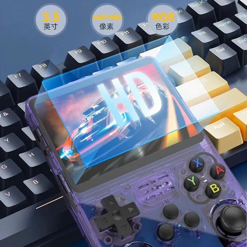 R36S Retro Video Handheld Game Console Linux System 3.5 in IPS Screen Built in 3000mAH Battery 32G+64G TF Card Preinstalled Gamess