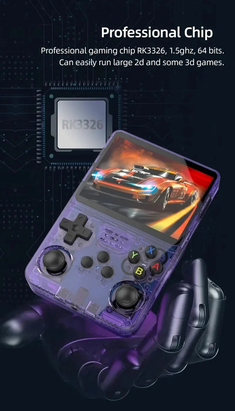 R36S Retro Video Handheld Game Console Linux System 3.5 in IPS Screen Built in 3000mAH Battery 32G+64G TF Card Preinstalled Gamess