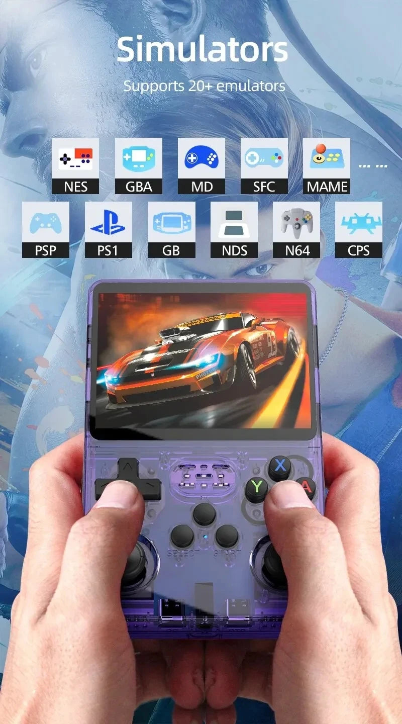 R36S Retro Video Handheld Game Console Linux System 3.5 in IPS Screen Built in 3000mAH Battery 32G+64G TF Card Preinstalled Gamess