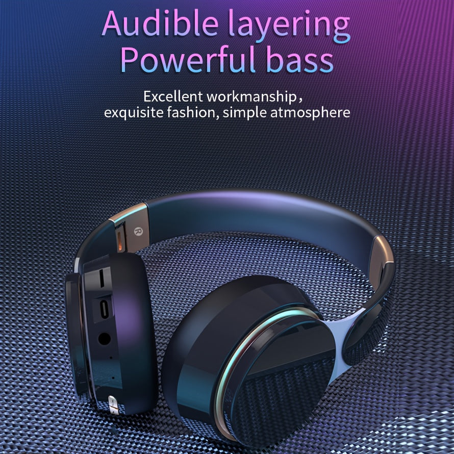 Wireless Over Ear Headphones, Portable Headphones, Foldable Headphones with Mic, FM Radio, 3.5mm AUX Cable, Soft-Earpads, Support TF Card Play for Travel Home Office Cellphone PC