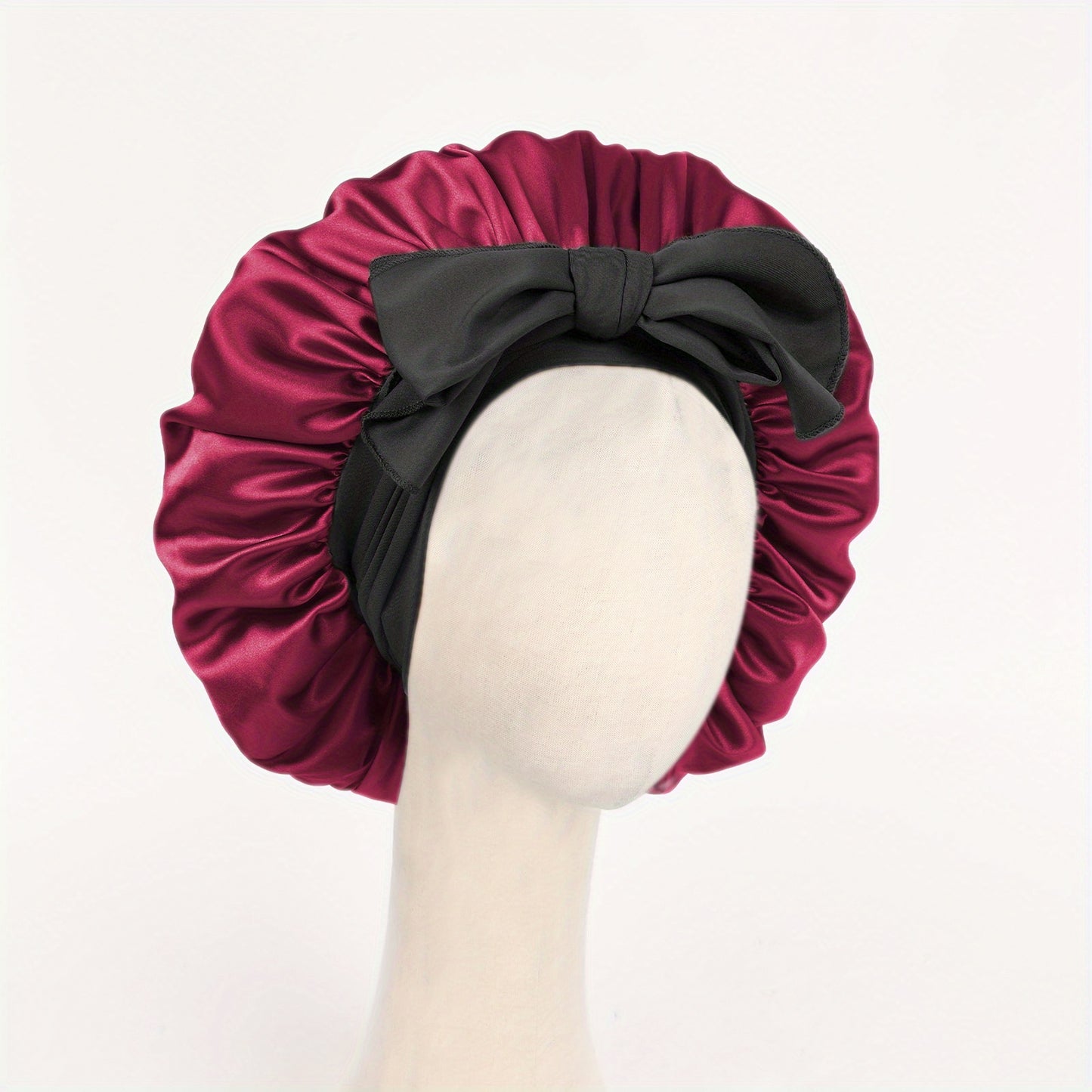 Satin Bonnet, Silk Bonnet for Sleeping, Silk Sleep Cap, Double Layer Hair Bonnet Elastic Tie Band For Women, Curly Hair, Night Cap, Heatless Styling Tool for Women Silky Haircare
