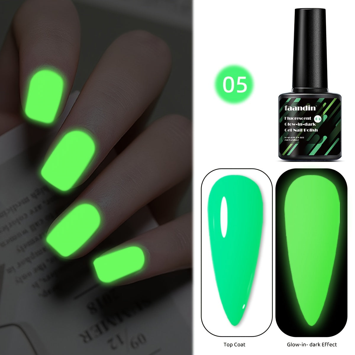 Halloween, Colorful, Glow-in-the-Dark Gel Nail Polish | DIY, Fade-Resistant, Easy-to-Apply, Removable, Fluorescent, Essential for Parties, Nightclubs, Halloween, Fall