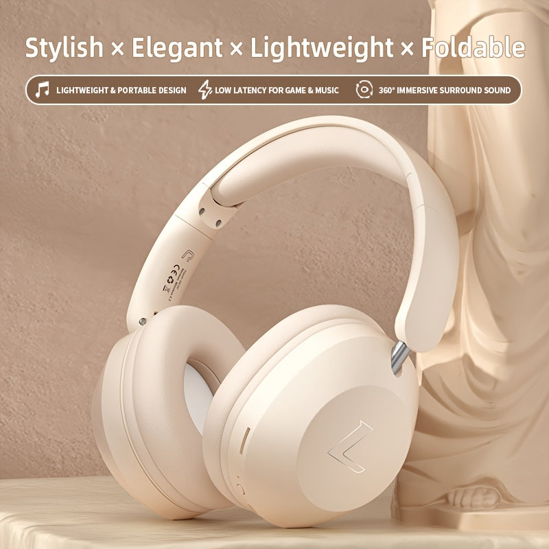 Wireless Headset | Pressure Relief Design, Bass Boost, Built-in Microphone, Telescopic and Rotatable Flat Design, Auxiliary TF Mode for Gaming and Sports Use, Office and Travel Compatible, Powerful Bass, gift for her, gift for him