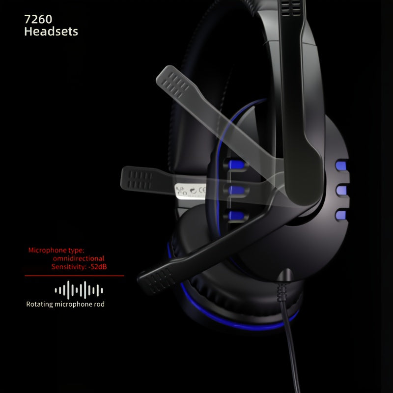 Headphones for PS4/Xbox One/PC - Wired Gaming Headset with Retractable Cable, Noise Isolation, 3.5mm Jack, Volume Control, USB-Powered, Durable Plastic Design for Immersive Audio Experience, Gaming Headphones