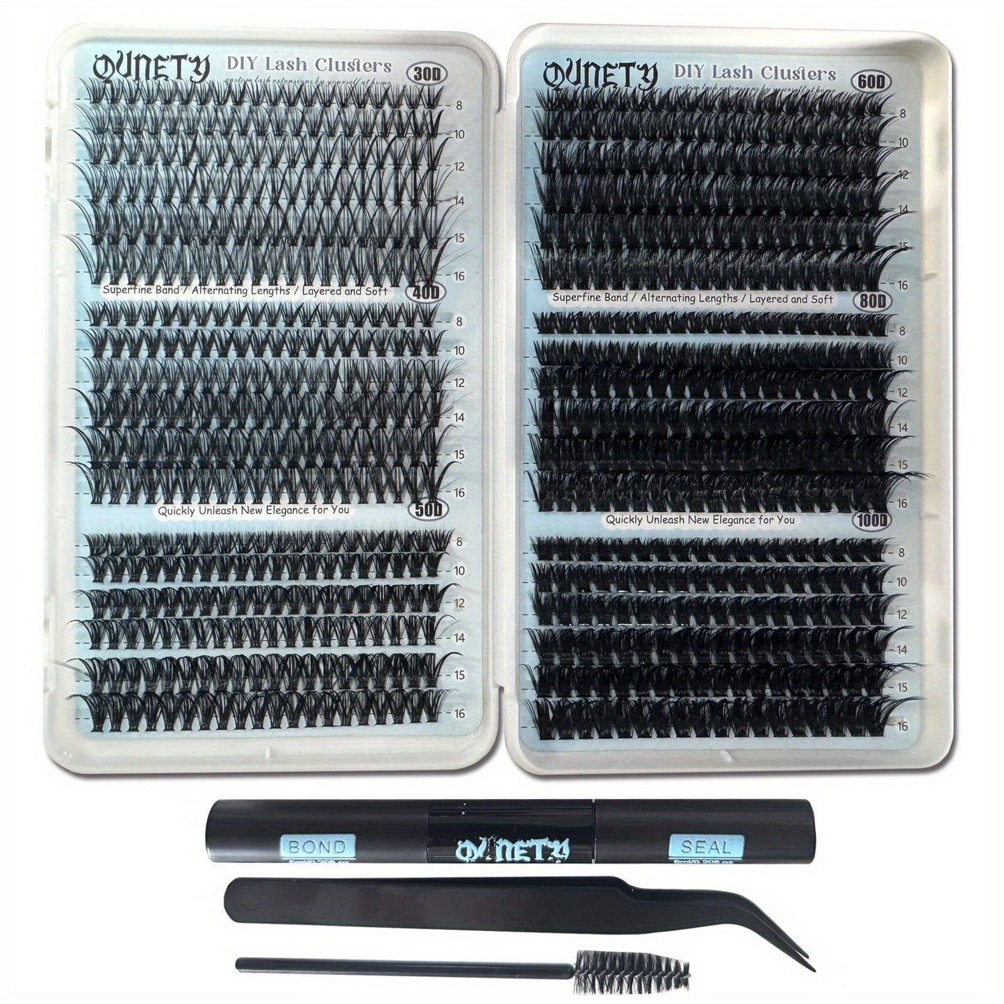 Clusters Lash Extension Kit 30D-100D Lash Clusters Kit 720pcs DIY Eyelash Extensions Kits C Curl Individual Wispy Lashes Cluster Natural Eye Lash Trays with Glue
