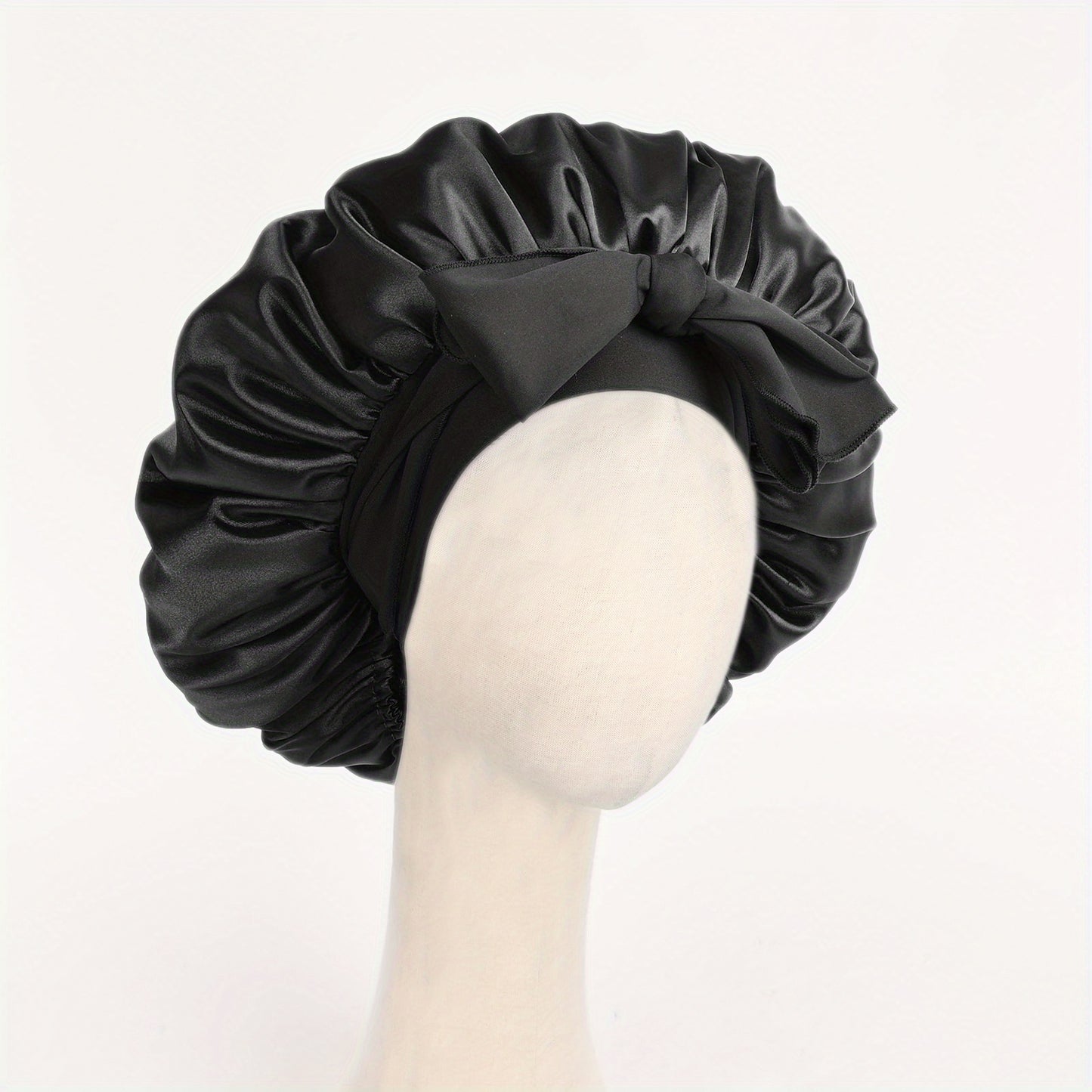 Satin Bonnet, Silk Bonnet for Sleeping, Silk Sleep Cap, Double Layer Hair Bonnet Elastic Tie Band For Women, Curly Hair, Night Cap, Heatless Styling Tool for Women Silky Haircare