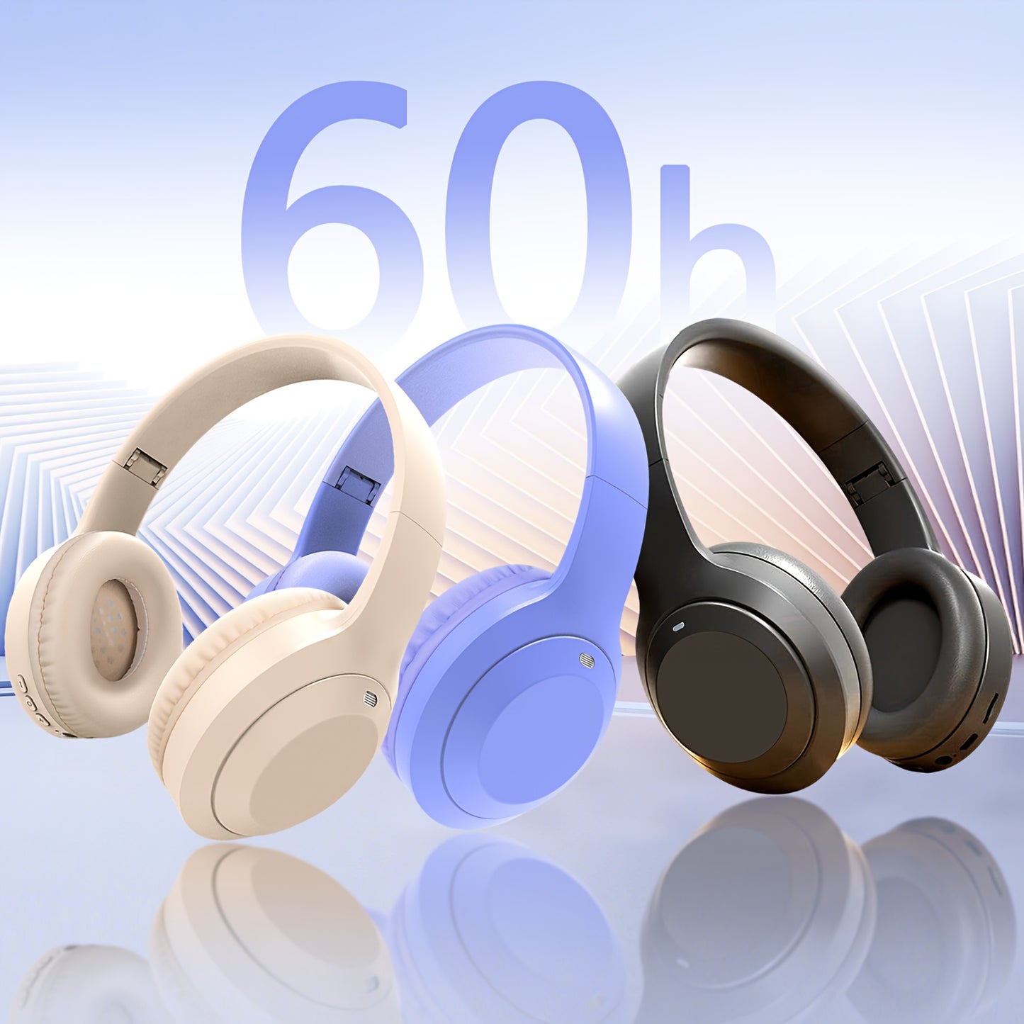 Wireless Earphones, 48 Hour Standby Time, Large Battery, Wireless Earphones, Foldable Design, Lightweight And High Fidelity Sound Quality, Comfortable to Wear, Gaming Earphones, Running Earphones