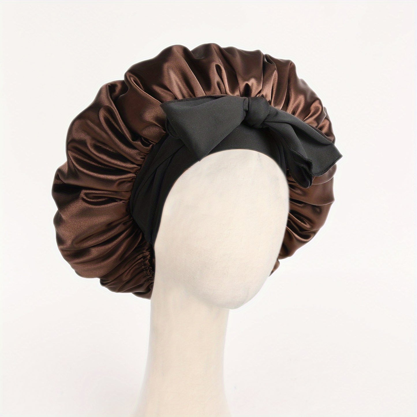 Satin Bonnet, Silk Bonnet for Sleeping, Silk Sleep Cap, Double Layer Hair Bonnet Elastic Tie Band For Women, Curly Hair, Night Cap, Heatless Styling Tool for Women Silky Haircare