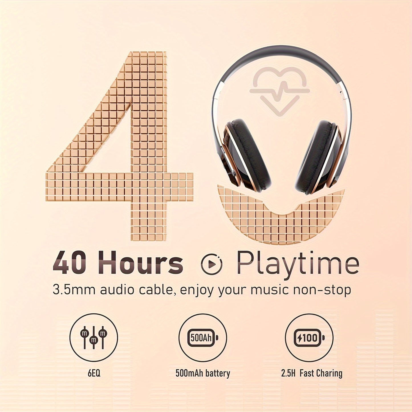 Wireless Headphone, Foldable Bluetooth Headphones Over Ear, Wired & Bluetooth Headset, Gaming, Computers, Gym & Sports