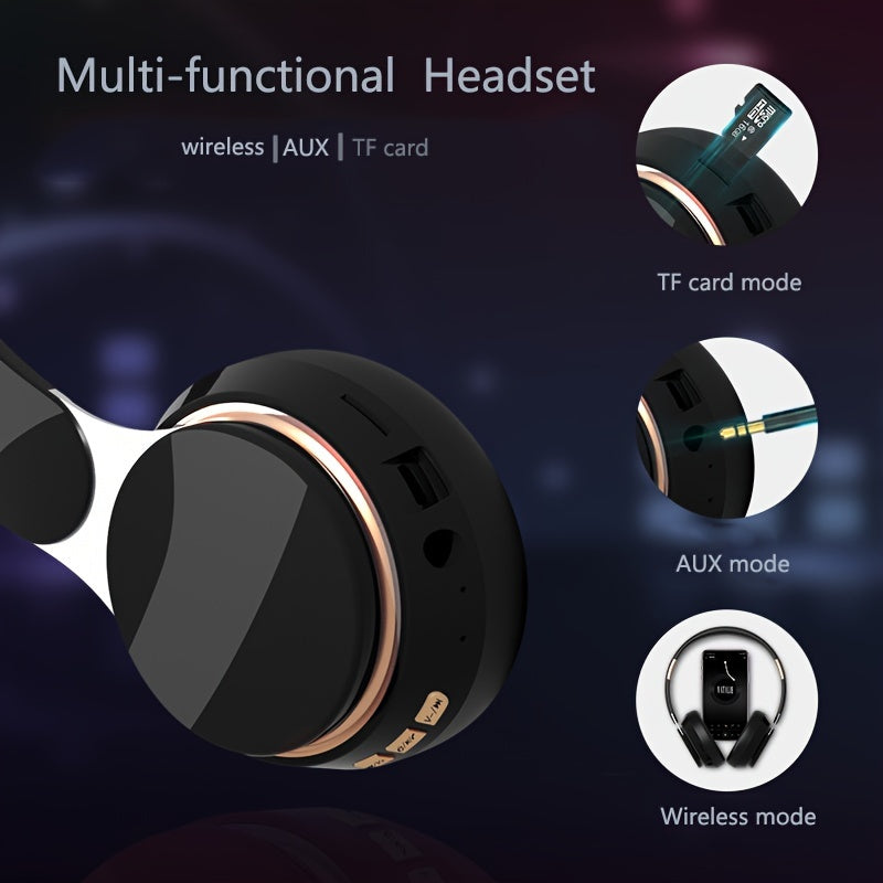 Wireless Over Ear Headphones, Portable Headphones, Foldable Headphones with Mic, FM Radio, 3.5mm AUX Cable, Soft-Earpads, Support TF Card Play for Travel Home Office Cellphone PC