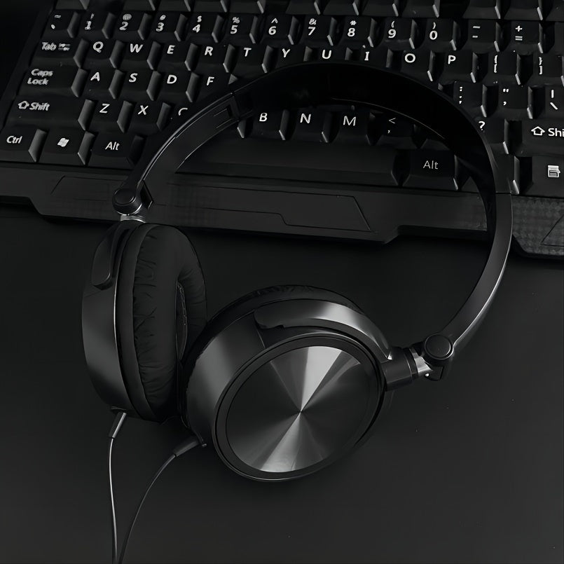 Wired Headphone, Foldable Bluetooth Headphones Over Ear, Wired Headset with microphone for Gaming, Computers, Office Productivity & Calls